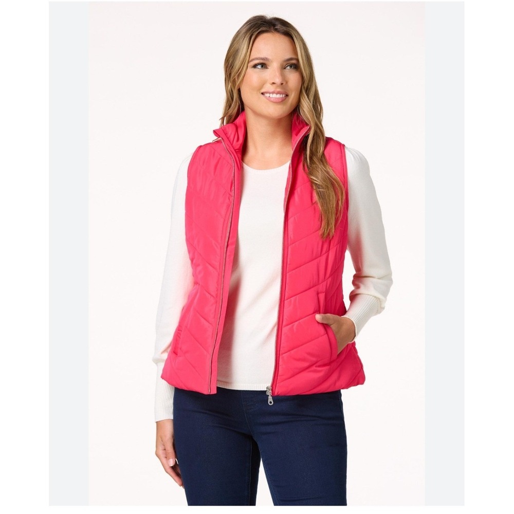 CATO PLUS SPORTSWEAR Women's Pink Quilted Puffer Vest Zip Pockets‎ SZ 22 24 NWT